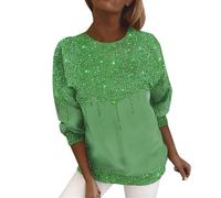 Top da donna con paillettes, vestibilità larga, camicetta casual per feste rave eventi, club bing - accattivante maglietta glitterata, verde, M
