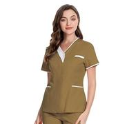 Top da donna con scollo a V, tuta sanitaria per infermieri del Regno Unito, uniformi massaggiatrici, top chirurgici a tema natalizio, assistenti e personale della clinica cosplay di Halloween, cachi