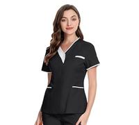 Top da donna con scollo a V, tuta sanitaria per infermieri del Regno Unito, uniformi massaggiatrici, top chirurgici a tema natalizio, assistenti e personale della clinica Cosplay di Halloween (nero