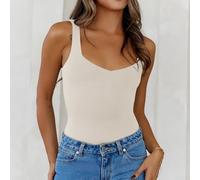 Top da donna con scollo all'americana Spicy Girl in tinta unita, sexy, top puro desiderio top da donna, strato base per varie occasioni (S mandorla)