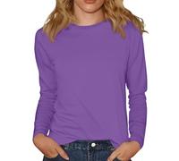 Top da donna elegante, per uscire dal Regno Unito, confortevole, girocollo, tunica top, leggera, morbida, casual, versatile camicette per l'uso quotidiano, magliette a maniche lunghe in puro colore