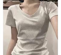 Top da donna giorno a notte scollo a V manica corta in tinta unita stili