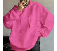 Top da donna in cotone color rosso rosato, felpa con cappuccio basic dalla vestibilità ampia, top a maniche lunghe in cotone morbido e traspirante con spalle scese, perfetto per la primavera e l'autun
