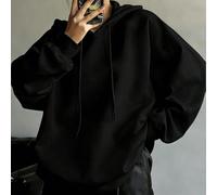 Top da donna in cotone, felpa basic con cappuccio dalla vestibilità ampia, top nero a maniche lunghe con spalle scese, morbido e traspirante, ideale per la primavera e l'autunno. L,M,S,XL,XSColore uni