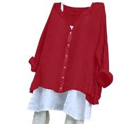 Top da donna in cotone lino, camicia con scollo a V, camicette e camicette da donna, taglia grande, camicetta a maniche lunghe, camicetta giapponese top casual abbigliamento tinta unita loungewear