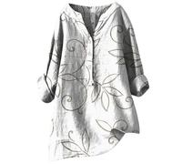 Top da donna in lino 2026 autunno manica 3/4 garza camicie Y2K comode vestibilità ampia camicia western garza increspata oversize scollo a V estate primavera grafica manica lunga donna cotone taglie