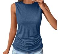 Top da donna in viscosa con stampa grafica - Crop Tank Top da donna in cotone - Y2K Canotta 90S Cropped Top senza maniche T-shirt Retro Sport Lungo Collo Alto Top Lungo Petrol Tshirt Estiva Senza