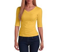 Top da donna Luxe Organic Pima con scollo a V, mezza manica per l'estate, Giallo, XXL/....