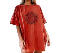 Top da donna modello Moon Sun Sleeve Camicetta Stampata Casual Short Camicetta Donna Bianco Pantaloni da Lavoro Donna Elastico, marrone, XXL
