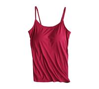 Top da donna per uscire nel Regno Unito, senza maniche, con imbottitura integrata, Rosso, XL
