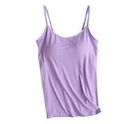 Top da donna per uscire nel Regno Unito, senza maniche, con imbottitura integrata, Viola, M