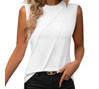 Top da donna plissettato con ricamo con occhiello estivo primavera orlo curvo 2025 casual manica ad aletta magliette alla moda per vacanze al mare, 1b-bianco, XL