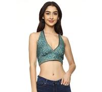 Top da donna reversibile in seta con reggicalze Boho Crop Wear in seta bralet...