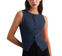 Top da donna rosso per il comfort nella vita di tutti i giorni. Vestibilità elegante e sottile. Facile da pulire per tutte le stagioni. Versatile per tutti. Top giovani donne, Blu marino, S