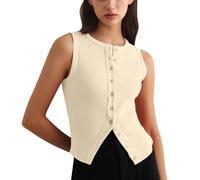 Top da donna rosso per il comfort nella vita di tutti i giorni. Vestibilità elegante e sottile. Facile da pulire per tutte le stagioni. Versatile per tutti. Top giovani donne, beige., XL
