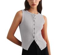 Top da donna rosso per il comfort nella vita di tutti i giorni. Vestibilità elegante e sottile. Facile da pulire per tutte le stagioni. Versatile per tutti. Top giovani donne, grigio., S