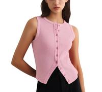 Top da donna rosso per il comfort nella vita di tutti i giorni. Vestibilità elegante e sottile. Facile da pulire per tutte le stagioni. Versatile per tutti. Top giovani donne, Colore: rosa., M
