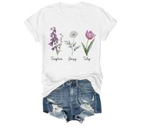 Top da donna, scollo rotondo, maniche corte, camicetta fluida stampata a maniche corte, da donna, maglietta quotidiana attività all'aria aperta, camicia primavera estate maglietta giovane camicia