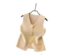 Top da donna senza maniche con scollo a V, design aderente in tinta unita, elasticizzato medio, per l'estate, per tempo libero, vacanze, spiaggia, yoga (taglia unica albicocca)