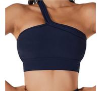 Top da palestra per le donne reggiseni sportivi per le donne che corrono reggiseno sportivo monospalla, Blu scuro, S