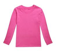 Top da ragazza per autunno e inverno, per ragazzi e ragazze, a maniche lunghe, con biancheria intima, top per ragazze grandi, top lungo (rosa acceso, 5-6 anni)