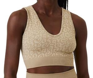 Top da tennis da donna Björn Borg Sthlm Seamless Light Crop Top - print - Multicolore, Beige (S/M)