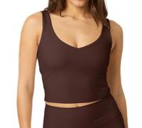 Top da tennis da donna Björn Borg Studio Ribbed V-Neck - coffee bean - Marrone (L)