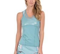 Top da tennis da donna Lucky in Love Can't Find Me Love Feelin' Mesh Tank With Bra - eucalyptus - Blu (S)