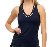 Top da tennis da donna Lucky in Love Laser Embroidered Performance Apparel Lurex V-neck Cutout Tank - midnight - Blu (L)