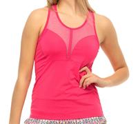 Top da tennis da donna Lucky in Love Pretty in Ink Baseline Tank w/ Bra - shocking pink - Rosa (S)
