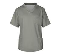 Top da uomo a maniche corte con scollo a V per uniformi minimaliste, Grigio chiaro, L