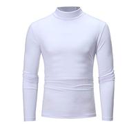 Top da uomo a maniche lunghe, grigio slim fit, con collo alto, morbido jersey elasticizzato, vestibilità muscolare, camicia casual intelligente per allenamento in palestra, ufficio, stratificazione