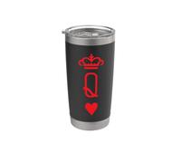 Top di carte da gioco per donne e ragazze, regina rossa di cuori Bicchiere termico in acciaio inox doppia parete