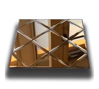 TOP di GAMMA! Piastrella autoadesiva in VETRO lucido ROMBI 30x30cm (sp. 3mm) color ORO, idrofobo.