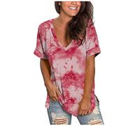Top di Women 's Color Plus Moda Maniche Scollo a V T-shirt delle dimensioni di Blusengraden Abito Con Collant, Colore: rosa., 5XL