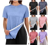 Top Donna,Camicie Post-Spalla per Donne Top 3/4 Strappati Dopo Camicie con Polsini Abbigliamento per chemioterapia Top Senza Spalline Maniche Lunghe (Blue, L).