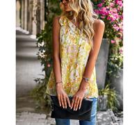 Top Donna Giallo a Spalle Una Donna Fiori Senza Maniche Casuale Pullover XL