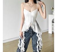 Top donna moderno estivo con collo a reggicalze e dettagli in pizzo lusinghiero