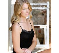 Top donna spallina stretta filo di scozia e pizzo Gicipi 153