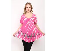 Top donna tie dye cappuccio manica stampa farfalla bordo pizzo top assortito ...