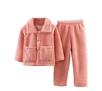 Top e pantaloni a maniche lunghe in flanella spessa, casual, per bambine da 1 a 10 abiti da neonato, Colore: rosa., 4-5 Jahre