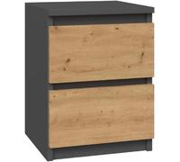 TOP E SHOP Topeshop M2 AntracyT/Artisan Nightstand/Bedside Table 2 Drawer(s) Anthracite Oak Wood