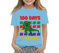 Top Electronics - Camicia per il primo giorno di scuola con scritta "My Pre School", per bambine, taglia 8 (azzurro, 4-5 anni)