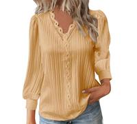 Top elegante da sera per le donne eleganti feste casual oversize magliette lunghe a sbuffo camicetta con scollo a V tunica, 1b-giallo, XXL