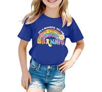 Top elegante per ragazze da indossare tutti i giorni, magliette e camicie larghe per bambini dai 3 ai 16 anni. Perfetto per la primavera e l'estate. Facile da pulire. Ideale per, Blu, 1-2 Anni