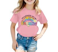 Top elegante per ragazze da indossare tutti i giorni, magliette e camicie larghe per bambini dai 3 ai 16 anni. Perfetto per la primavera e l'estate. Facile da pulire. Ideale per, Colore: rosa., 7-8