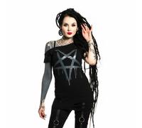 Top Emo Goth Punk Ripped Drip Pentagram Pentacult Senza Cuore T-PENTACULT-B
