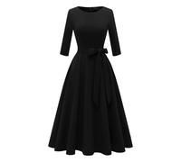 Top estivo casual per l'uso quotidiano, design rotondo con colore solido, perfettamente combinabile con tacchi per abiti eleganti, ideale per il clima caldo, abito da donna a righe, Nero , L
