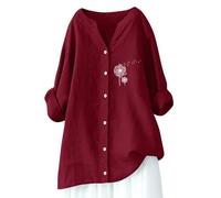 Top estivo da donna in cotone e lino a maniche lunghe in tinta unita garza increspata camicie primaverili scollo a V casual manica 3/4 gonne da donna abbottonate Boho Fringe Club da donna 2026