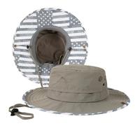 TOP-EX Cappello da sole da uomo con protezione UPF 50+, impermeabile, a tesa grande, con stampa sulla parte inferiore della tesa M/L/XL/XXXL, grigio chiaro e bandiera, XL/XXL